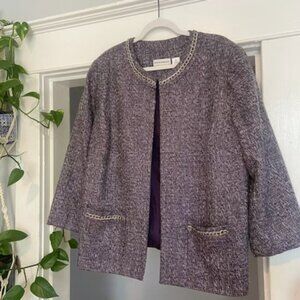 Plus Women's Alfred Dunner Purple Tweed Style Jacket